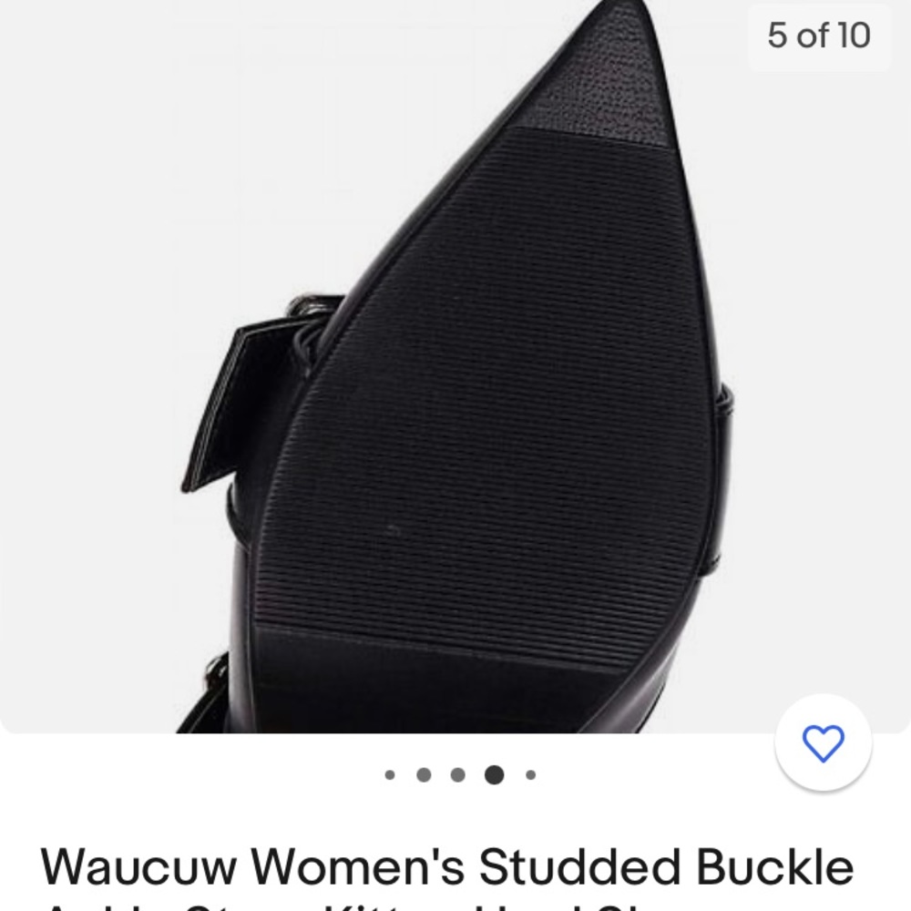 (1760) Waucuw Women's Studded Buckle Ankle Strap Kitten Heel Shoes Pumps NWOT - Picture 7 of 13